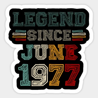 46 Years Old Legend Since June 1977 46th Birthday Sticker